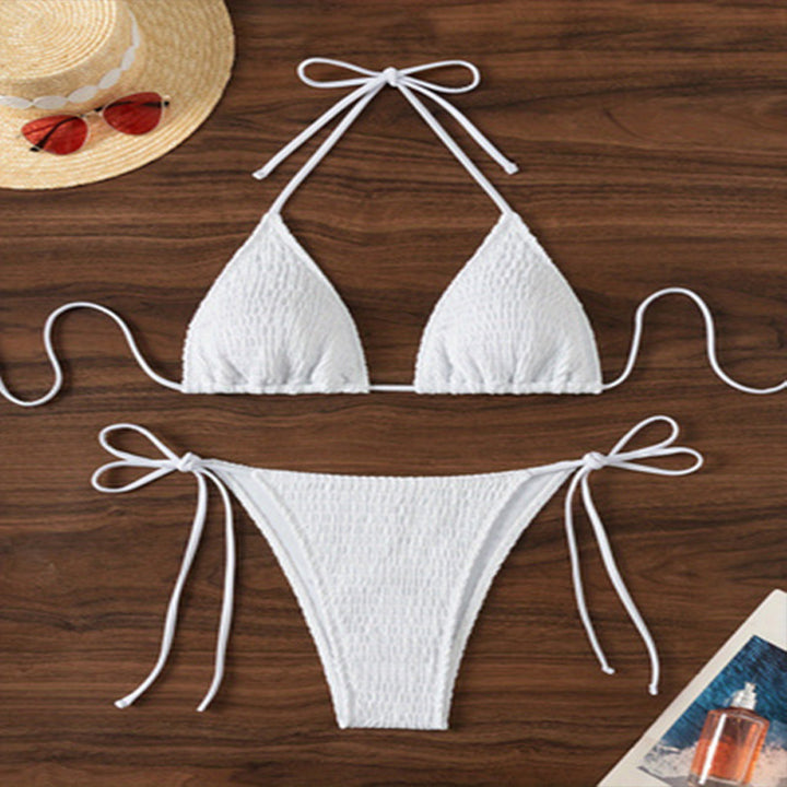 Dame Triangel-Bikini med ruflede detaljer og justerbare stropper Skovae
