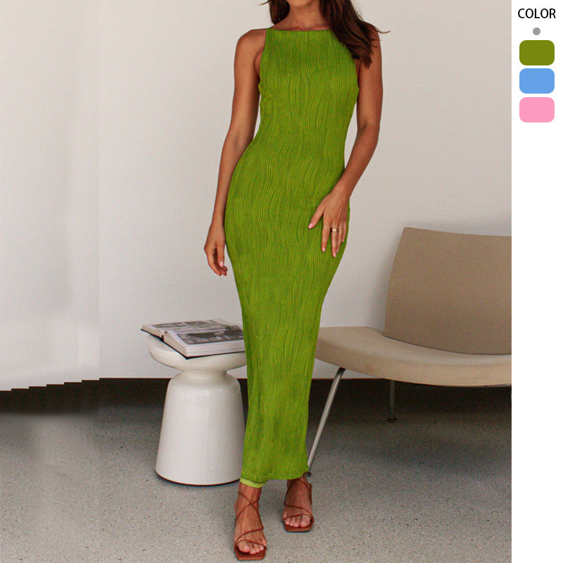 Dame Bodycon Maxi Kjole i Moderne Stribet Design Skovae