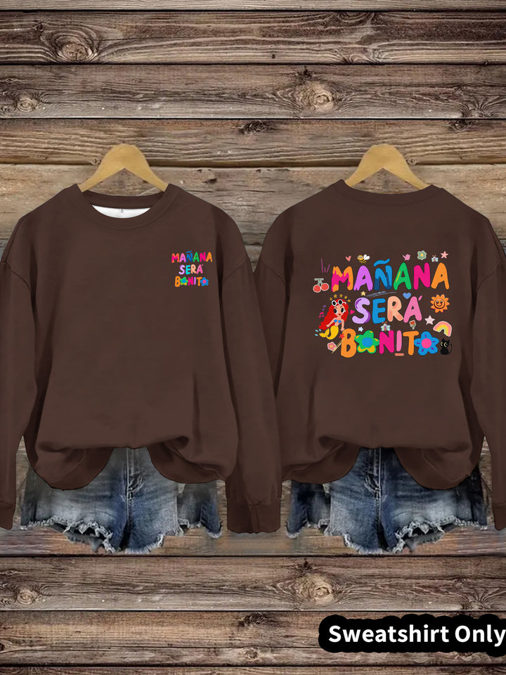 Kvinders sweatshirt med legende farverig print og afslappet pasform Stilla