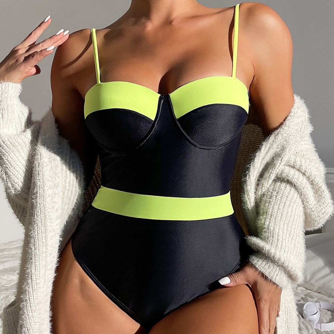 Dame Bustier-badedragt med kontrastdesign Skovae