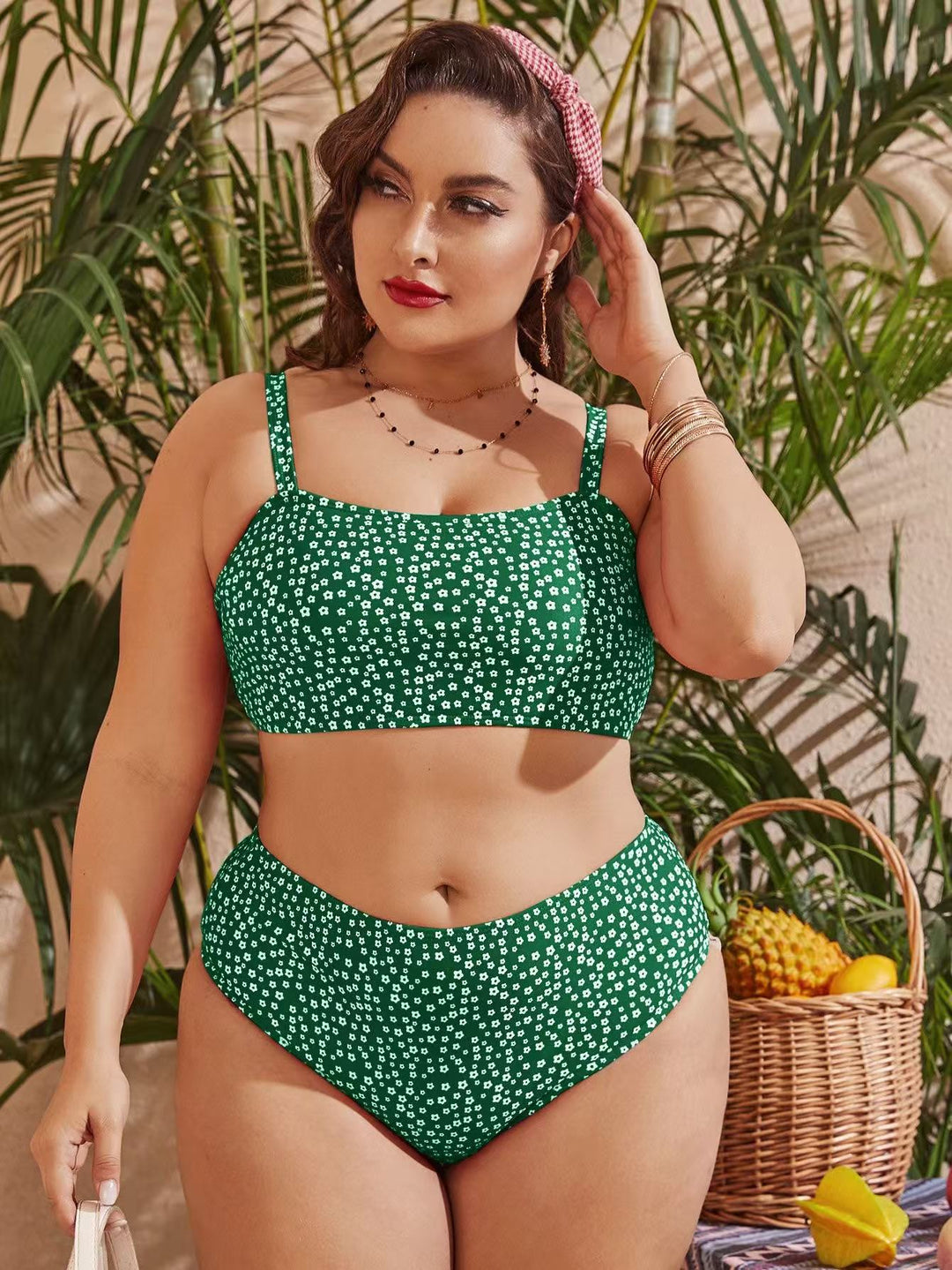 Dame Højskåret bikini med legende prikdesign Skovae