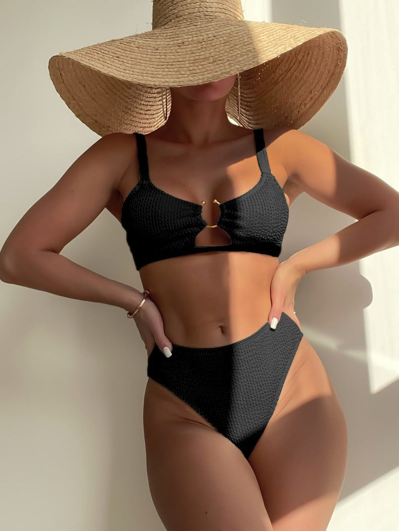 Dame højtaljede bikini-sæt med lille cut-out Skovae