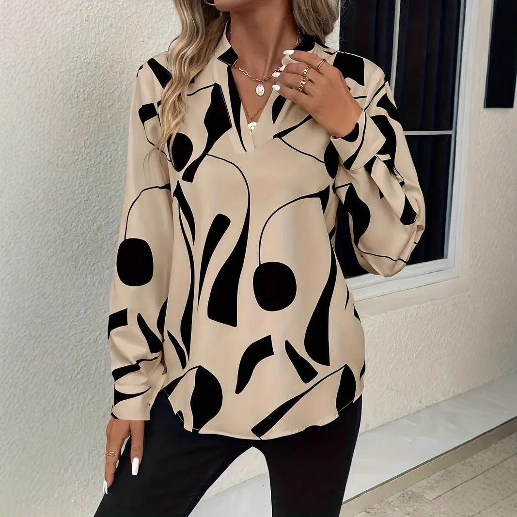 Damebluse med moderne grafisk design og afslappet pasform Stilla