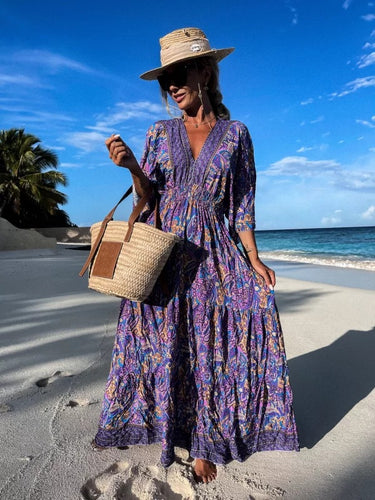 Dame Maxi-kjole med boho-inspireret mønster Stilla