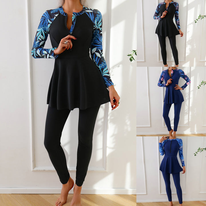 Dame Fashion Langærmet badedragt med asymmetrisk skæring Skovae