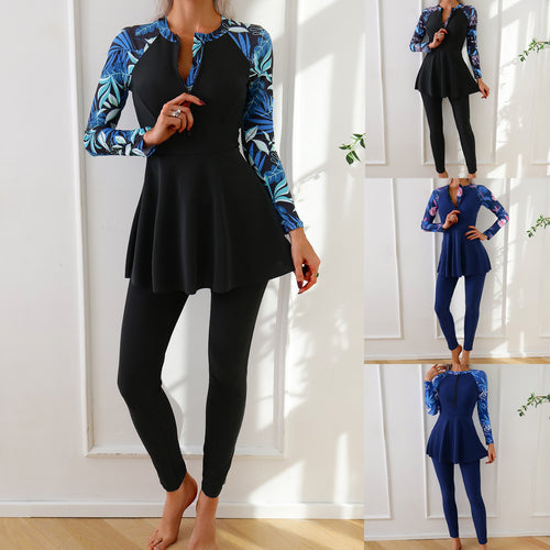 Dame Fashion Langærmet badedragt med asymmetrisk skæring Skovae