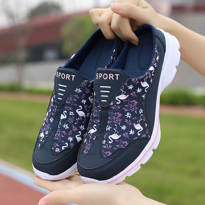 Dame nan Slip-sneaker med flamingo-motiv, elastisk indgang og dæmpet EVA-sål Skovae