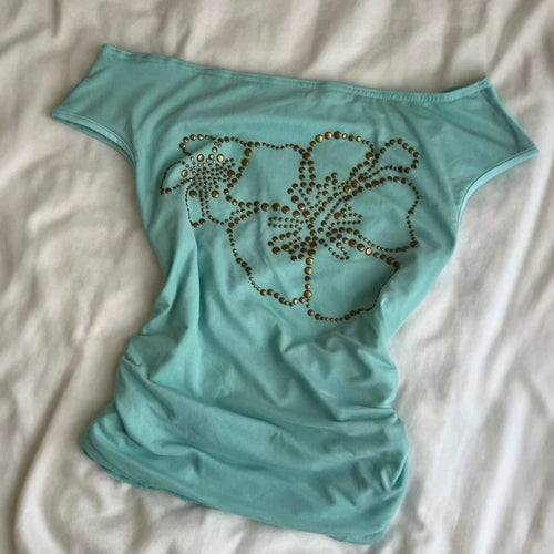 Dame Off-Shoulder Top med glitrende detaljer Skovae