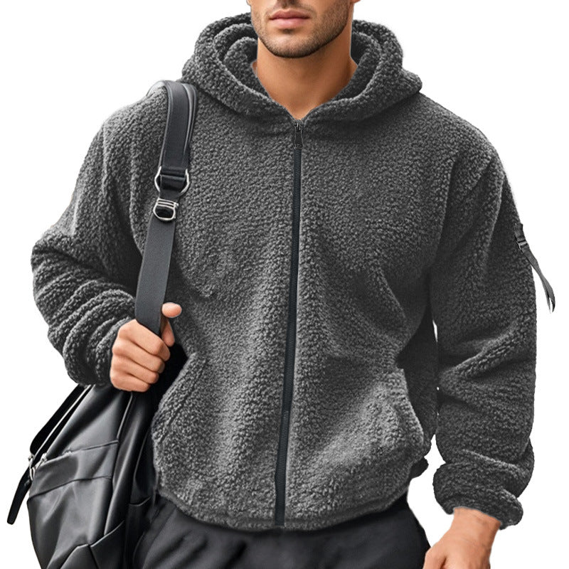 Herrer fleece hoodie med fuld lynlås og praktiske lommer Stilla