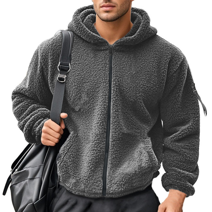 Herrer fleece hoodie med fuld lynlås og praktiske lommer Stilla
