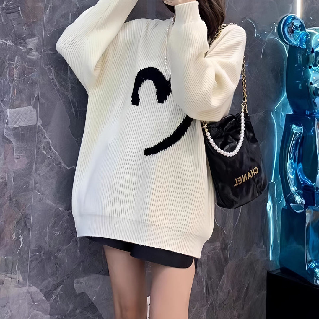 Kvinders oversized sweater med tekstureret kabelmønster Stilla