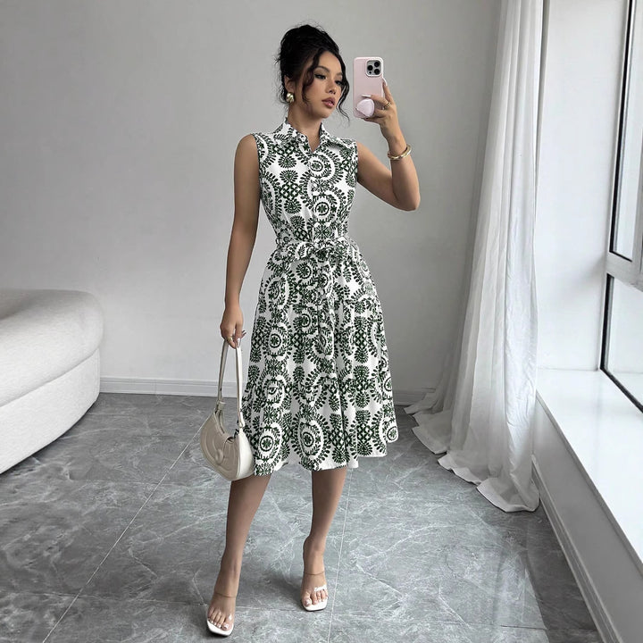 Dame elegant knaplukning skjortekjole Stilla