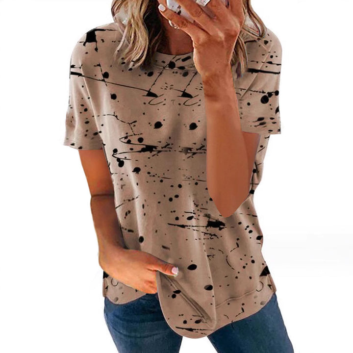 Dame T-shirt med kreativt farveklat-design Stilla