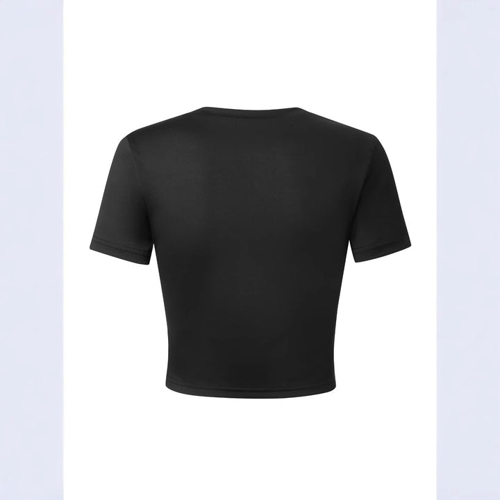 Dame Figursyet Crop-T-shirt med statement tekst Skovae