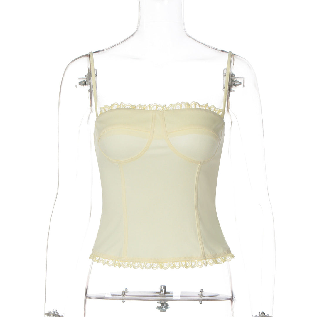 Dame corsage top med spids detaljer Skovae
