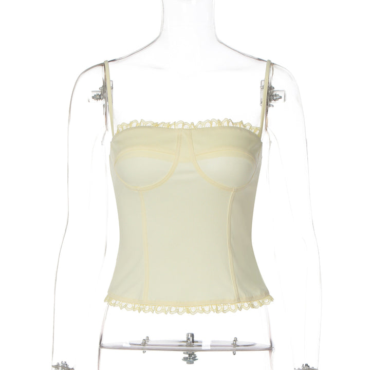 Dame corsage top med spids detaljer Skovae