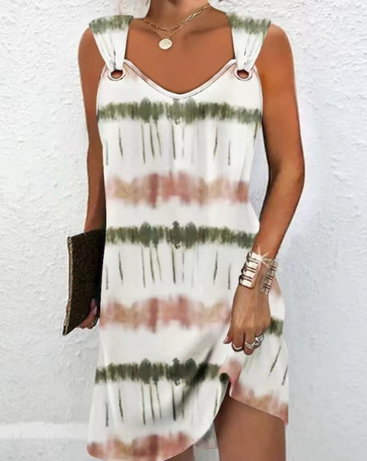 Dame sommerkjole med trendy bindebånd og asymmetrisk snit Stilla