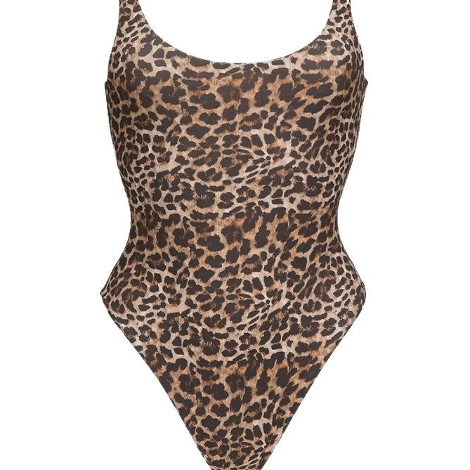 Dame badedragt med omslagsskjørt i leopardmønster Stilla