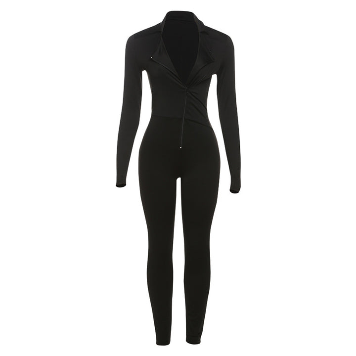 Dame jumpsuit med høj krave og lynlås Stilla