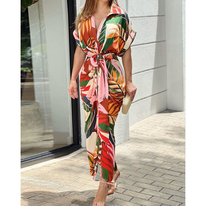 Kvinder Tropisk Tryk Maxi Cover-Up Kjole Stilla