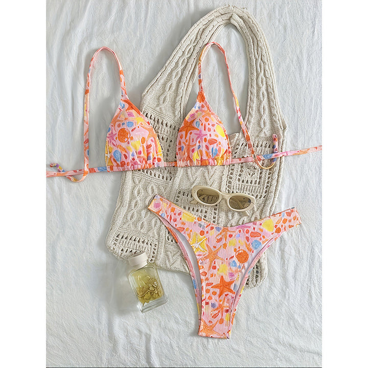 Dame Farverig Triangle-Bikini-Sæt med blomstermønster Skovae