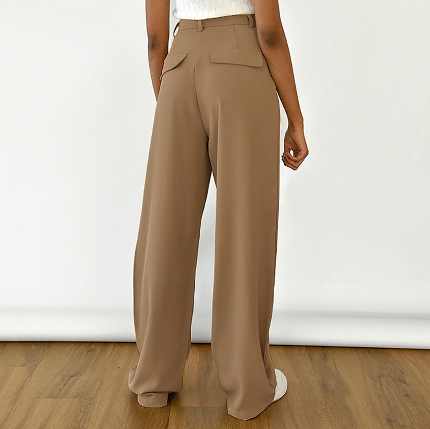 Dame bred chinos med høj talje og elegant plissering Stilla