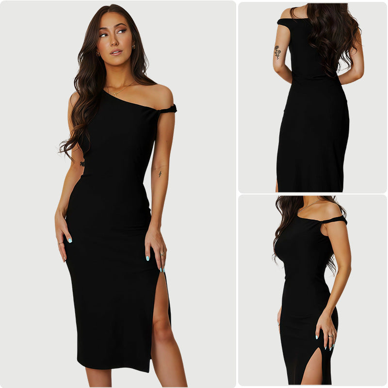 Kvinders Cut-Out Maxi Kjole med Asymmetrisk Design og Chic Ben Slids Skovae