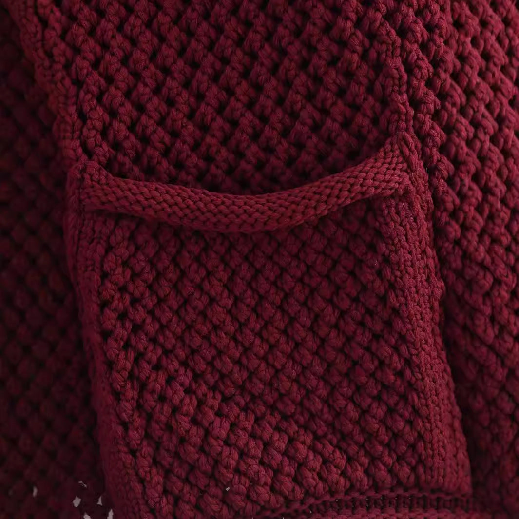 Dame cardigan med tekstureret stof og metal knapper Stilla