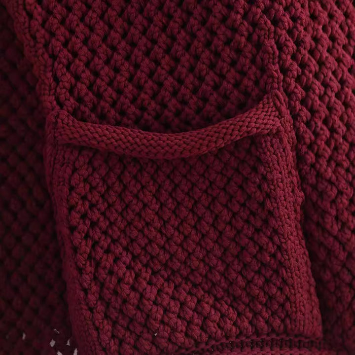 Dame cardigan med tekstureret stof og metal knapper Stilla