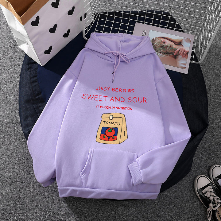 Kvindernes hoodie med unikt vitaminrigt print Stilla