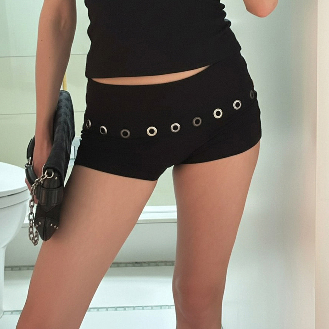 Damer sporty shorts med kontrasterende linning og elegante øjer Skovae