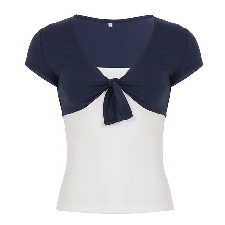 Dame afslappet crop-top med legende knudedesign og spaghetti-stropper Skovae