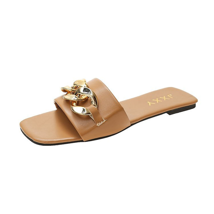 Dame Slide-sandaler med dekorativ kæde-design og komfortabelt fodbede Stilla