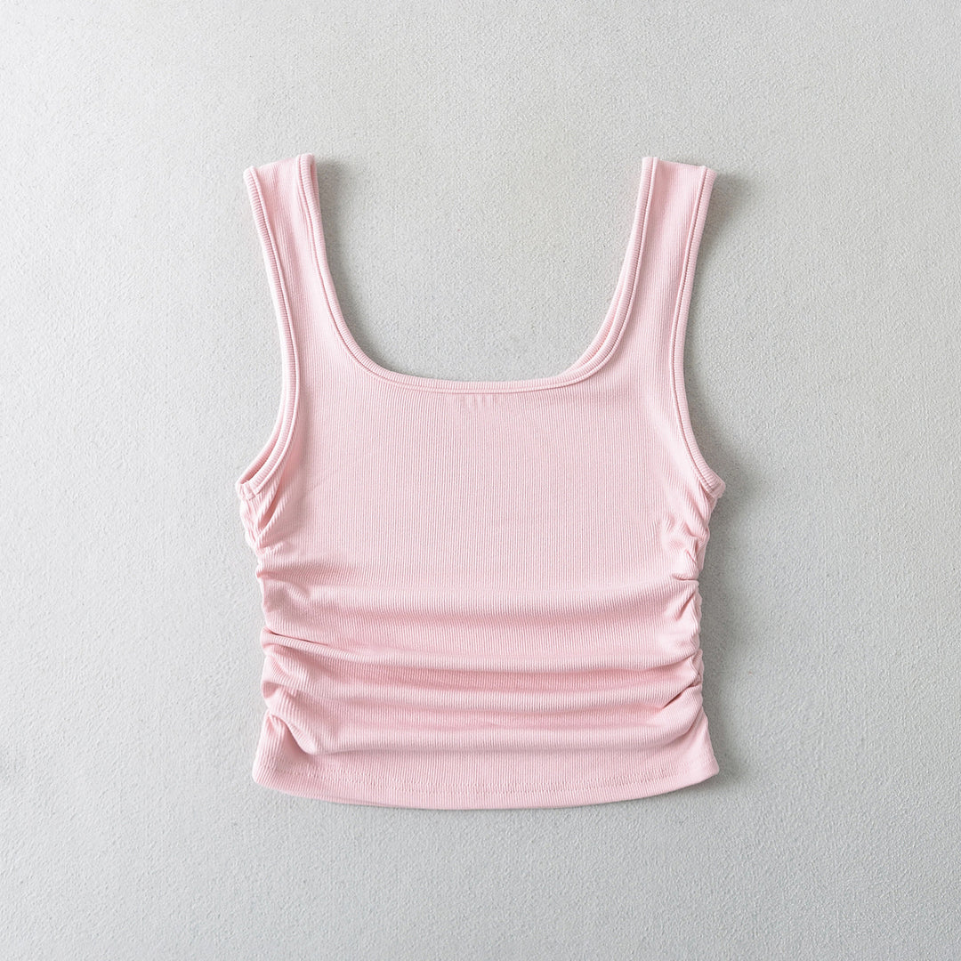 Dame Tanktop med raffinerede ruffles detaljer og elastisk snit Stilla