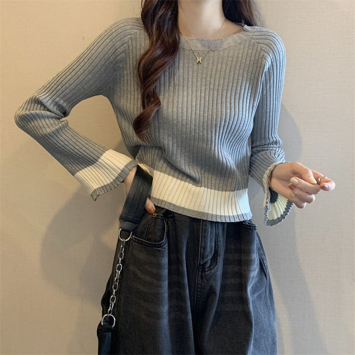 Damerne fashionable ribbet strikket trøje med casual snit Stilla