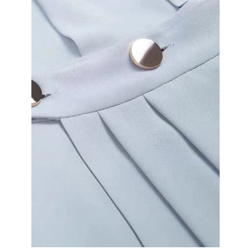 Dame skjortekjole med elegante plisseringsdetaljer og figursyet bælte Stilla