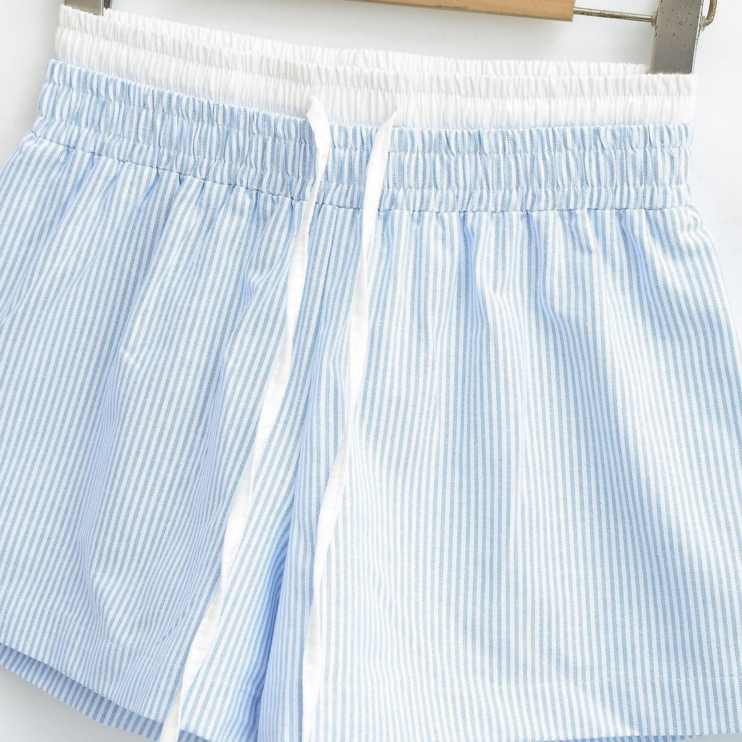 Dame sporty shorts med elastisk talje og dekorativ snor Stilla