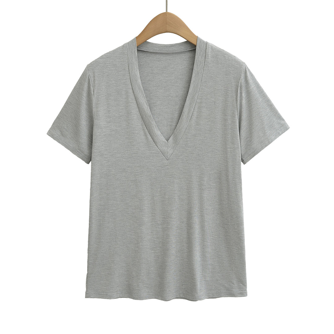 Dame V-hals T-shirt med blødt komfortmateriale Stilla