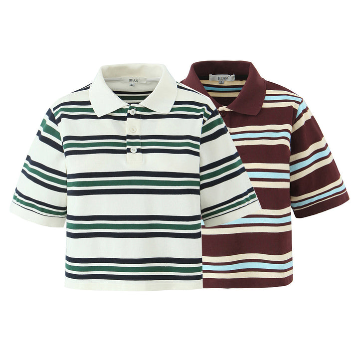 Dame Poloshirt med moderne stribemønster og afslappet snit Stilla