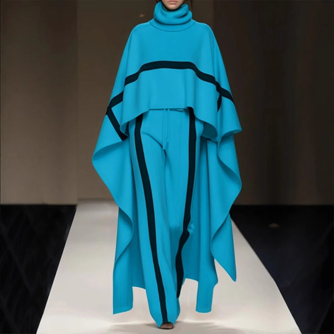 Dame elegant og stilfuld sæt bestående af hyggelig poncho og brede bukser Stilla