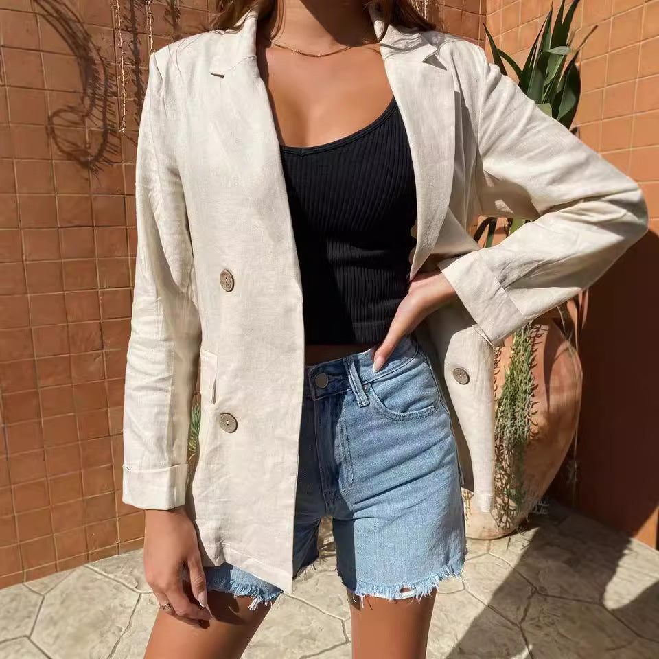 Dame linned blazer i afslappet chic stil Stilla