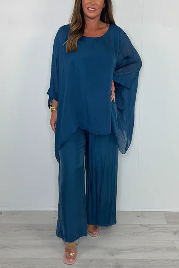 Damer Elegant ensemble lavet af flydende stof med bred pasform Stilla