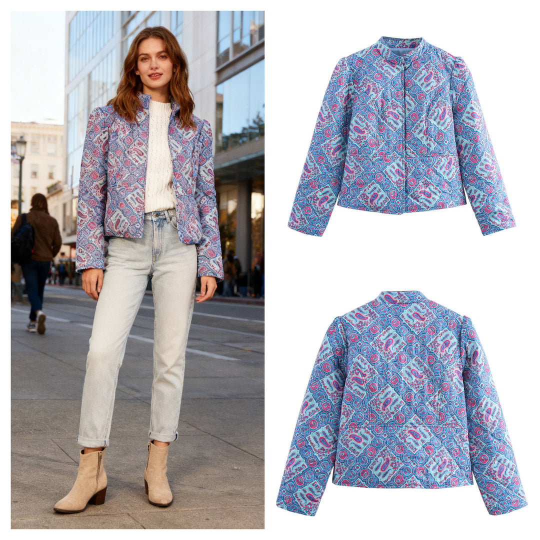 Kvinders fashionable quilted jakke med unik mønstertryk Stilla