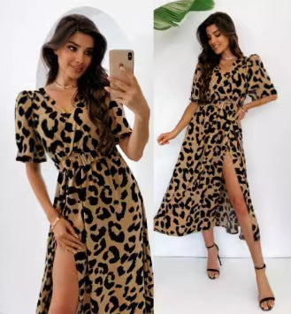 Dame leopardmønster maxikjole Stilla