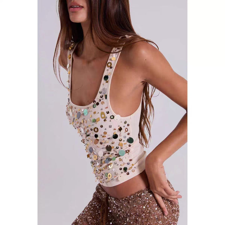 Dame Glinsende Pailletter Cami Top Stilla