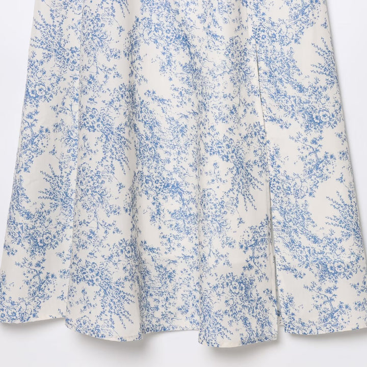 Dame Midi-kjole med puffærmer og blomstermotiv Stilla