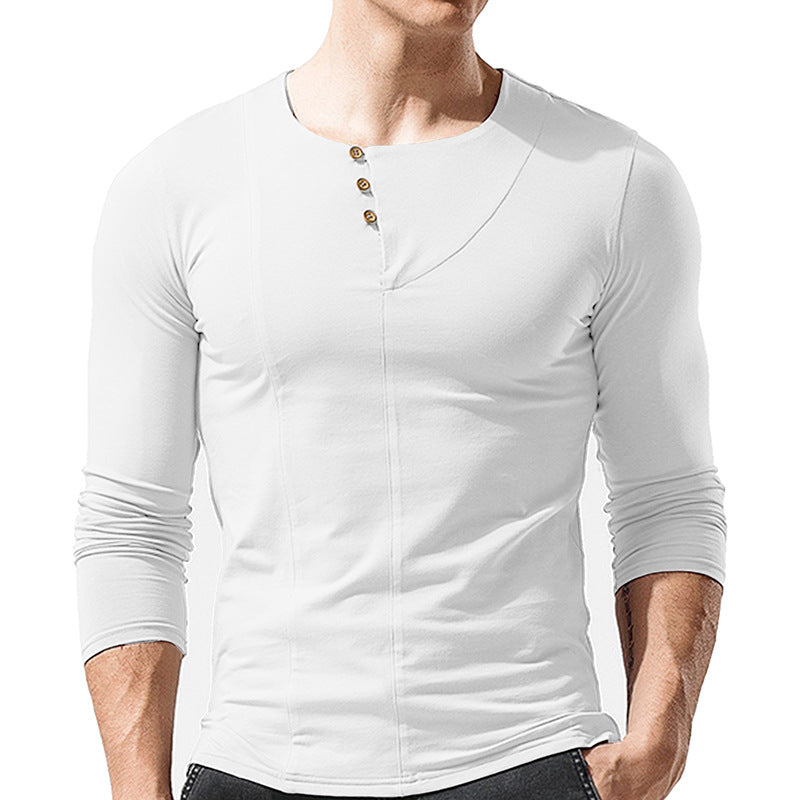 Herrer Langærmet Henley Shirt med moderigtig knapdesign og tætsiddende pasform Stilla