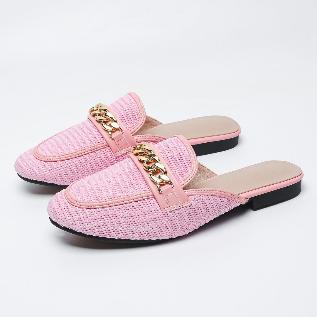 Dame Komfortable Slip-On Mules med Guld Kæde Stilla