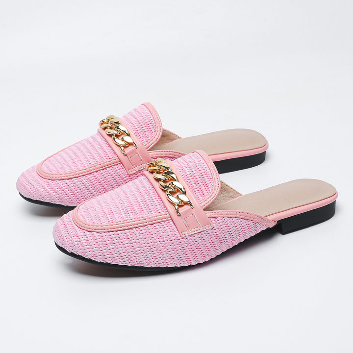 Dame Komfortable Slip-On Mules med Guld Kæde Stilla