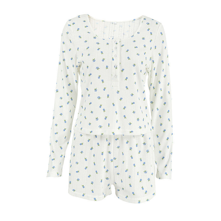 Dame Pyjamasæt med fine blomster mønstre og komfortabel pasform Stilla